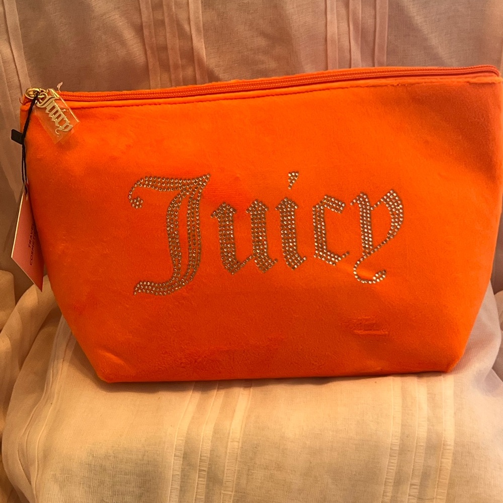 Juicy Couture Vibrant Orange Cosmetic Bag with Sparkling Logo